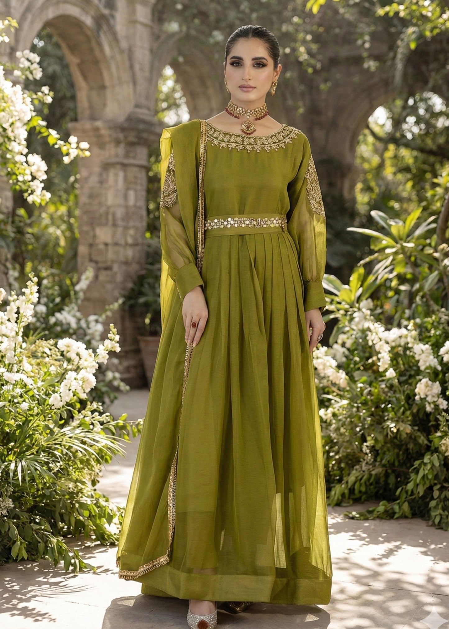 Olive Bliss | 3pcs Chiffon Maxi