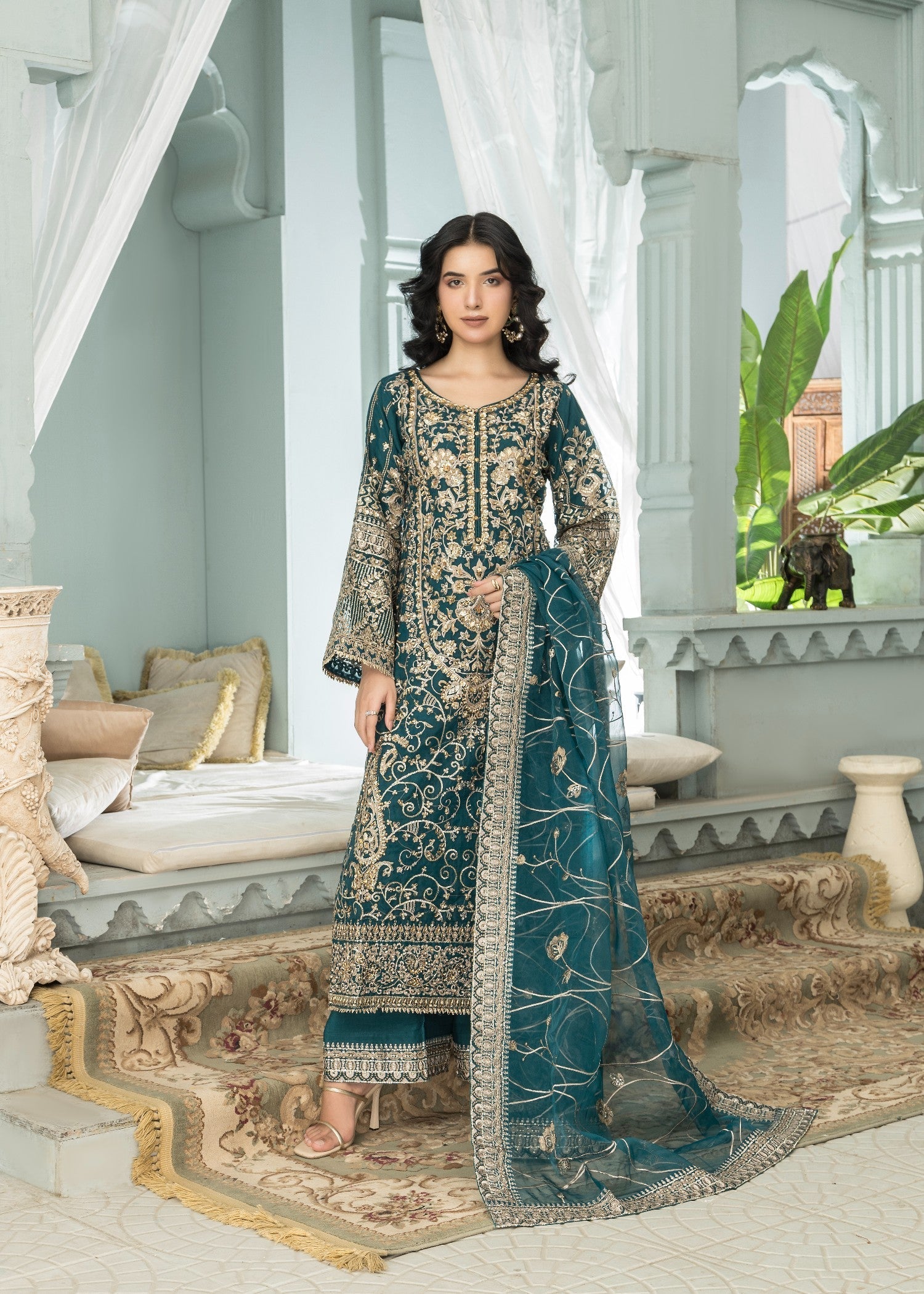 Taara Teal | 3pcs Organza