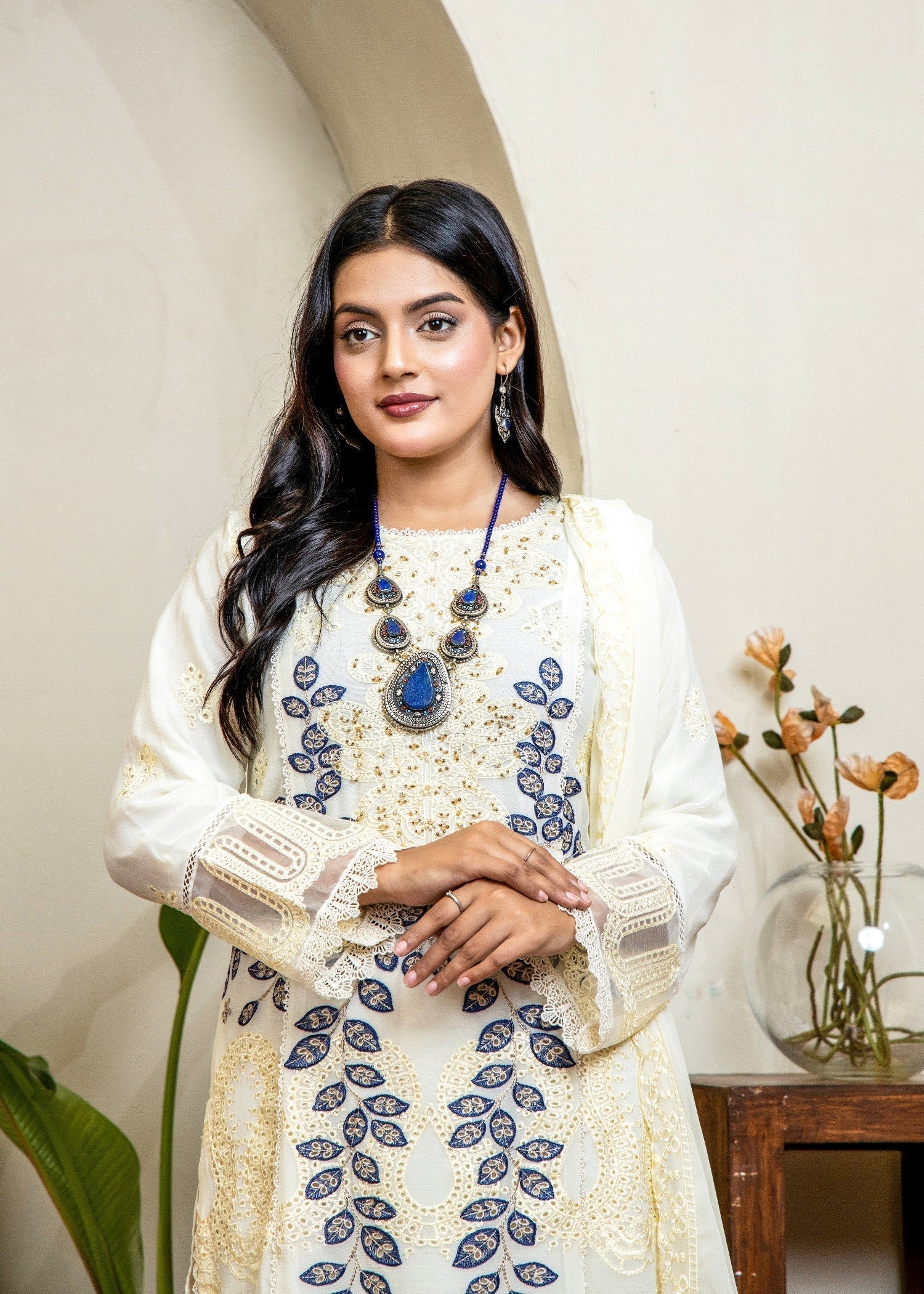 Ivory Elegance Pret | 3pcs Chiffon Set
