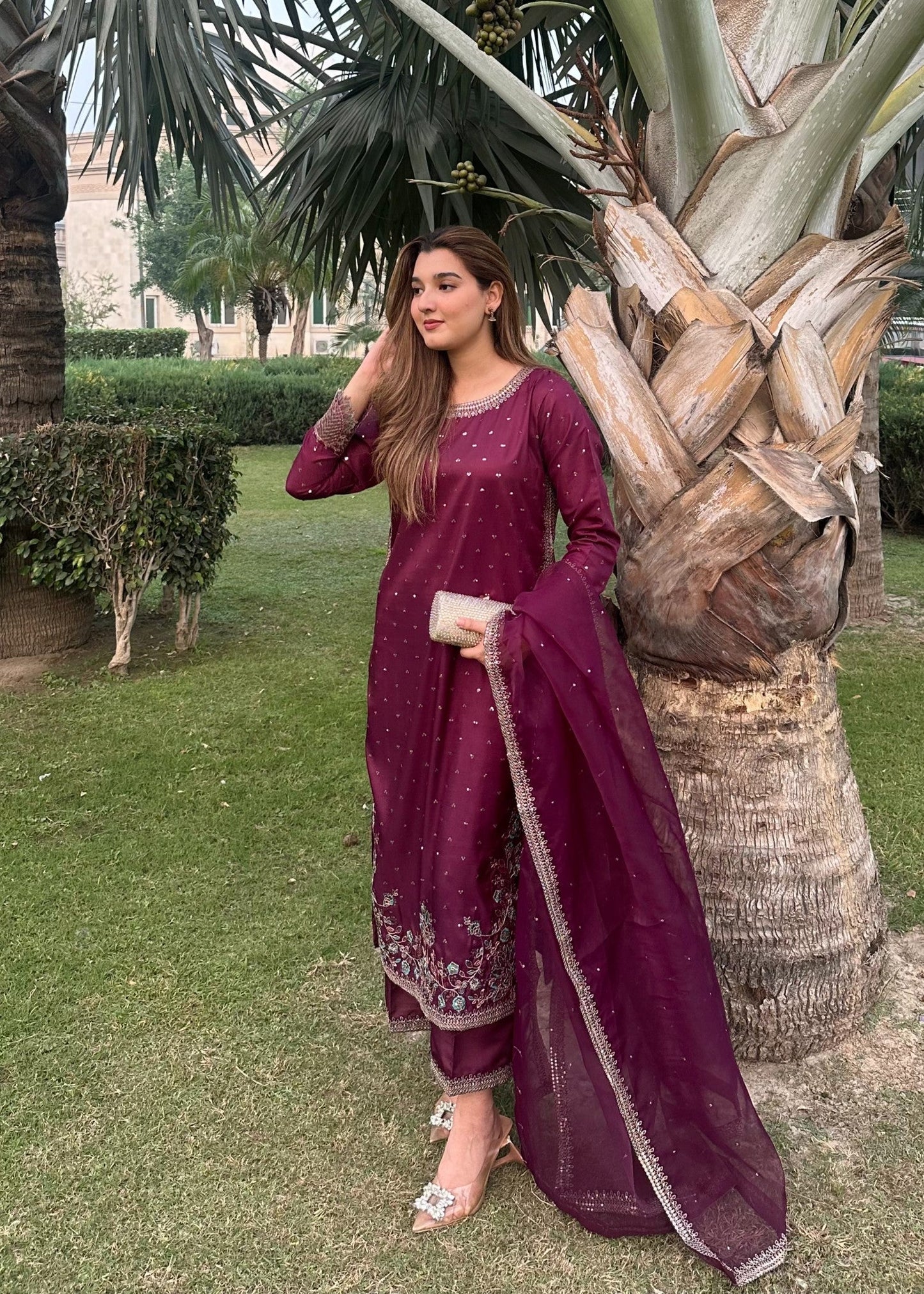 Plum Pret | 3pcs Silk Kurta Set