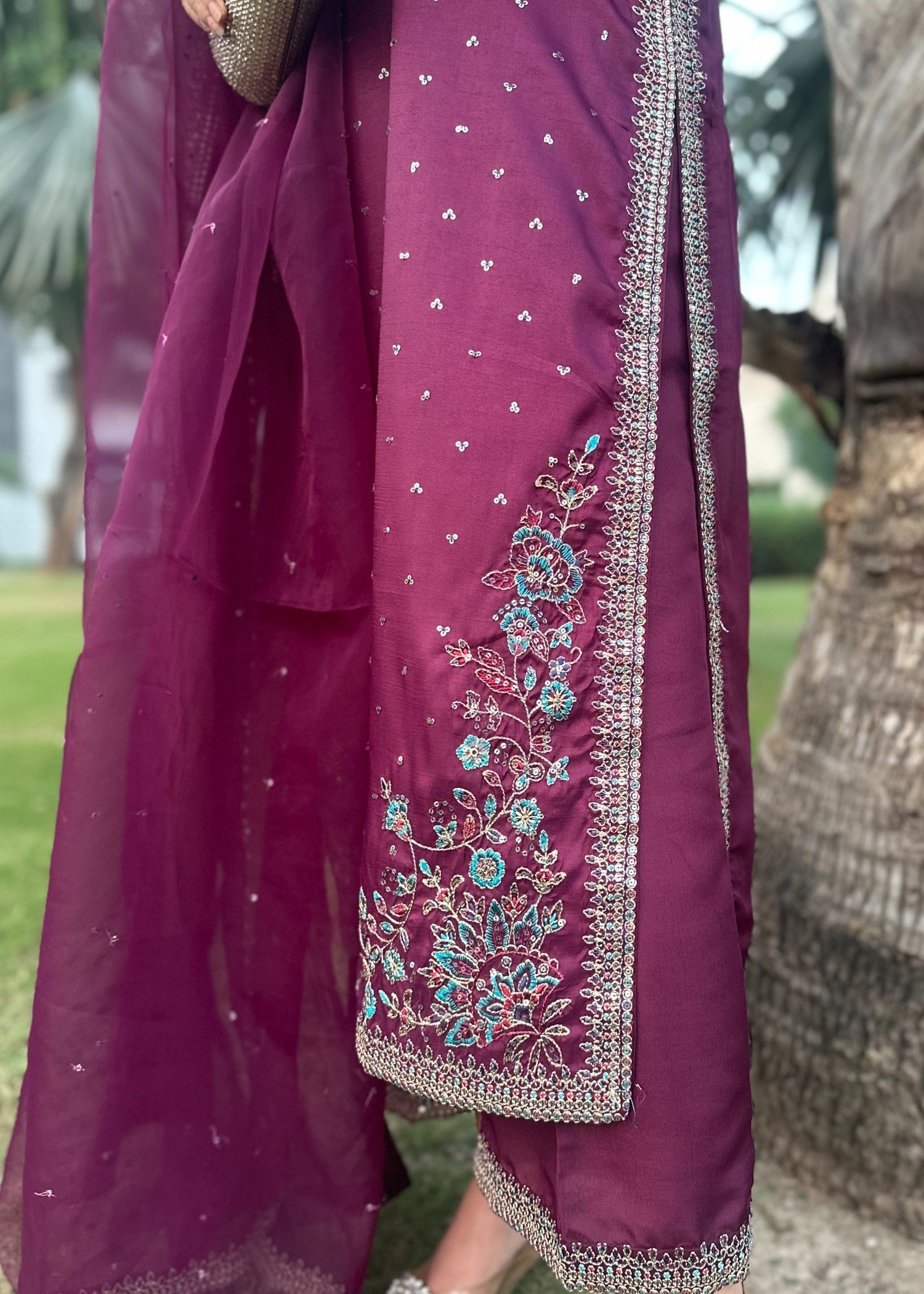 Plum Pret | 3pcs Silk Kurta Set