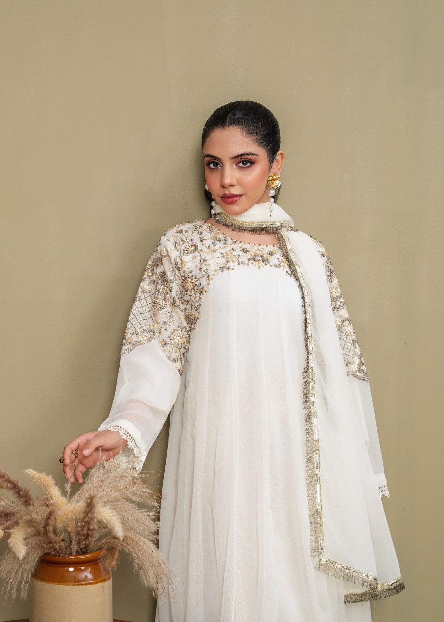 Shehnai White - 3pc Chiffon