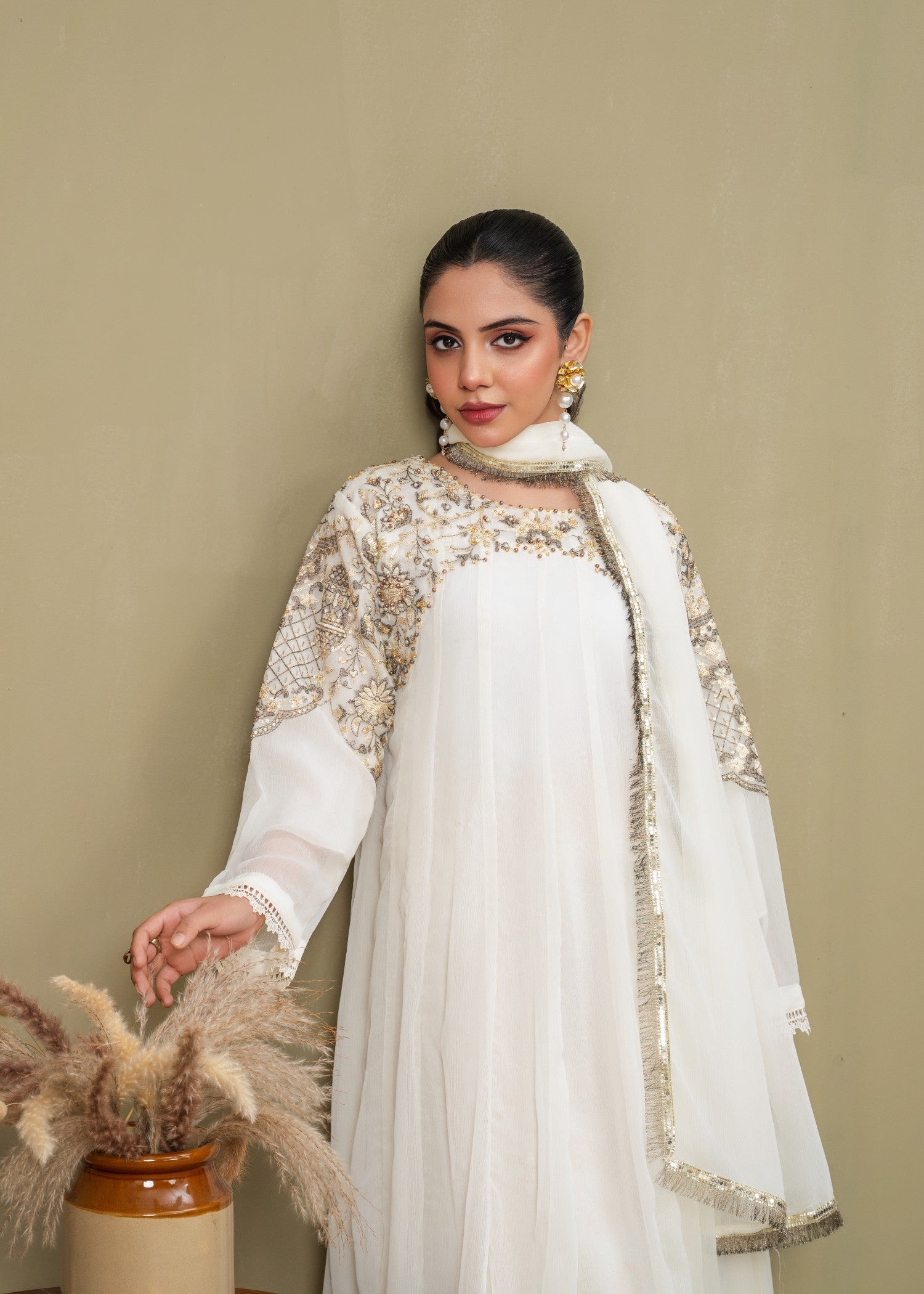 Shehnai White - 3pc Chiffon