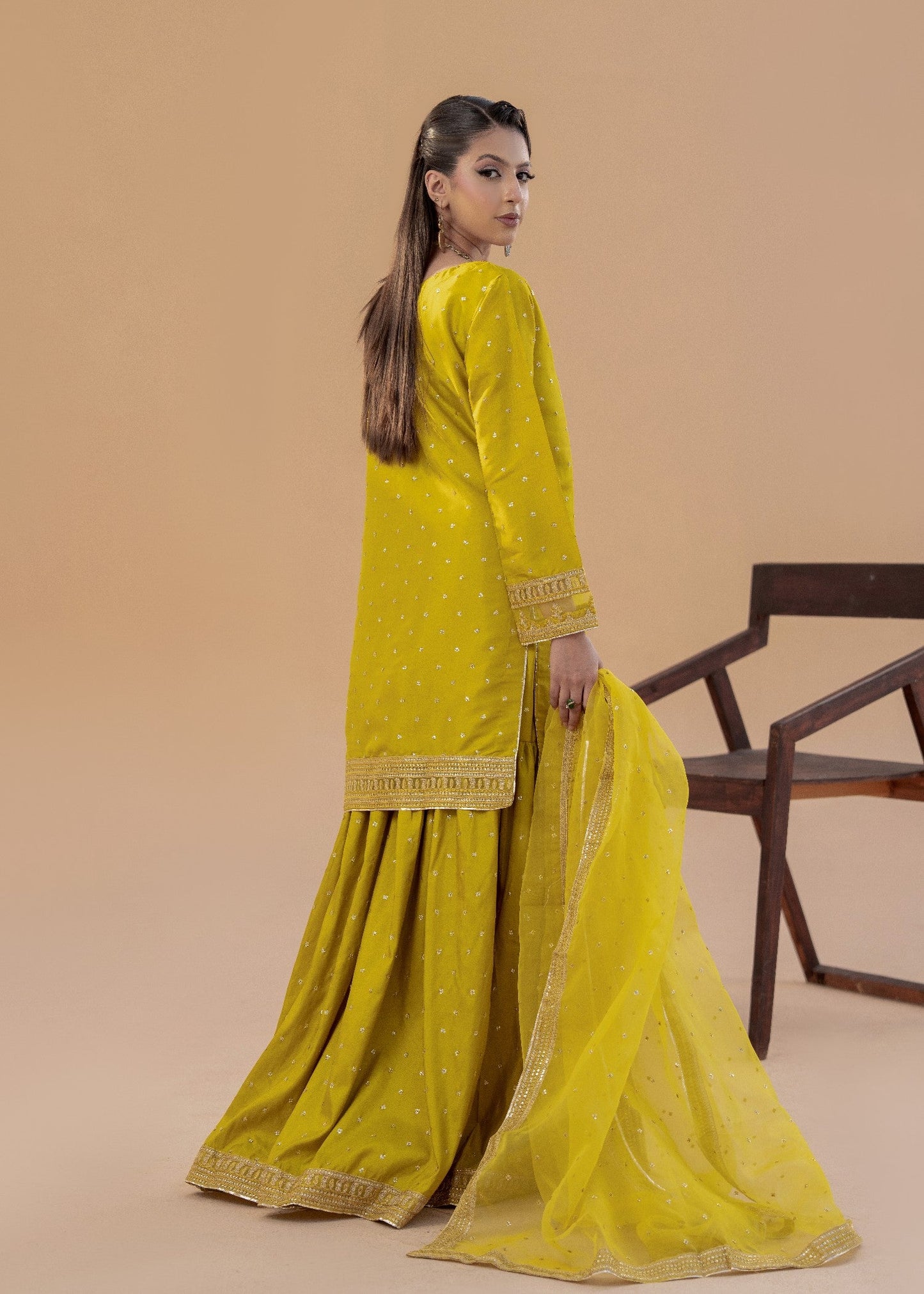 Paaro Yellow | 3pcs Silk Gharara Set