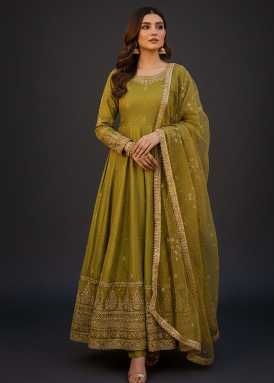 Olive Bloom | 3pcs Kattan Silk Maxi