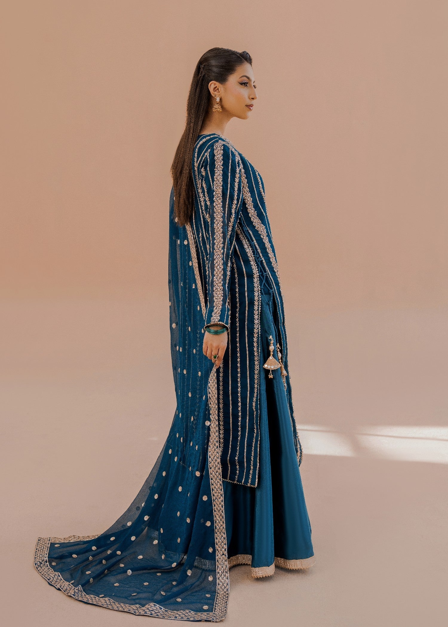 Hania Teal | 3pcs Sharara Set