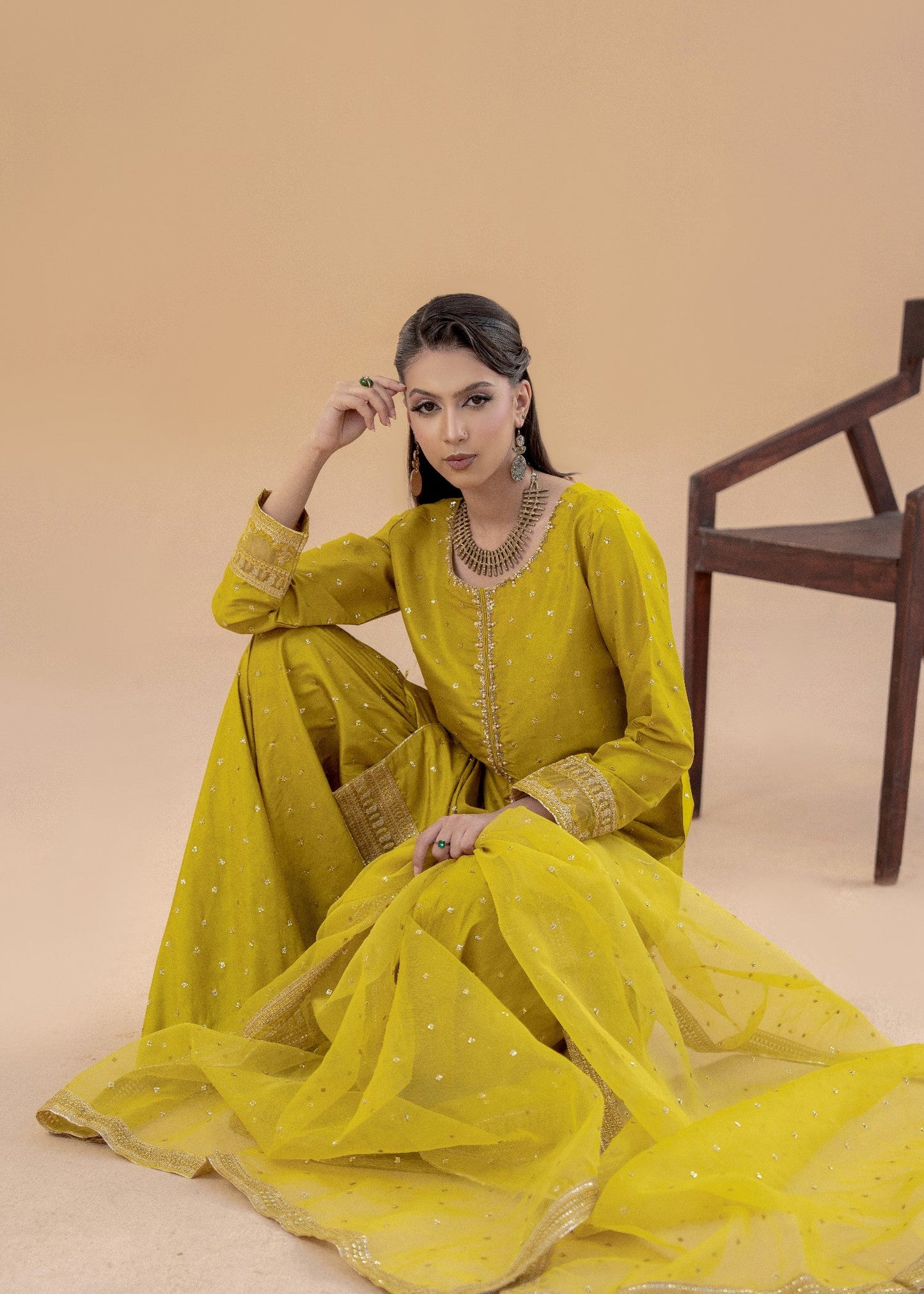 Paaro Yellow | 3pcs Silk Gharara Set