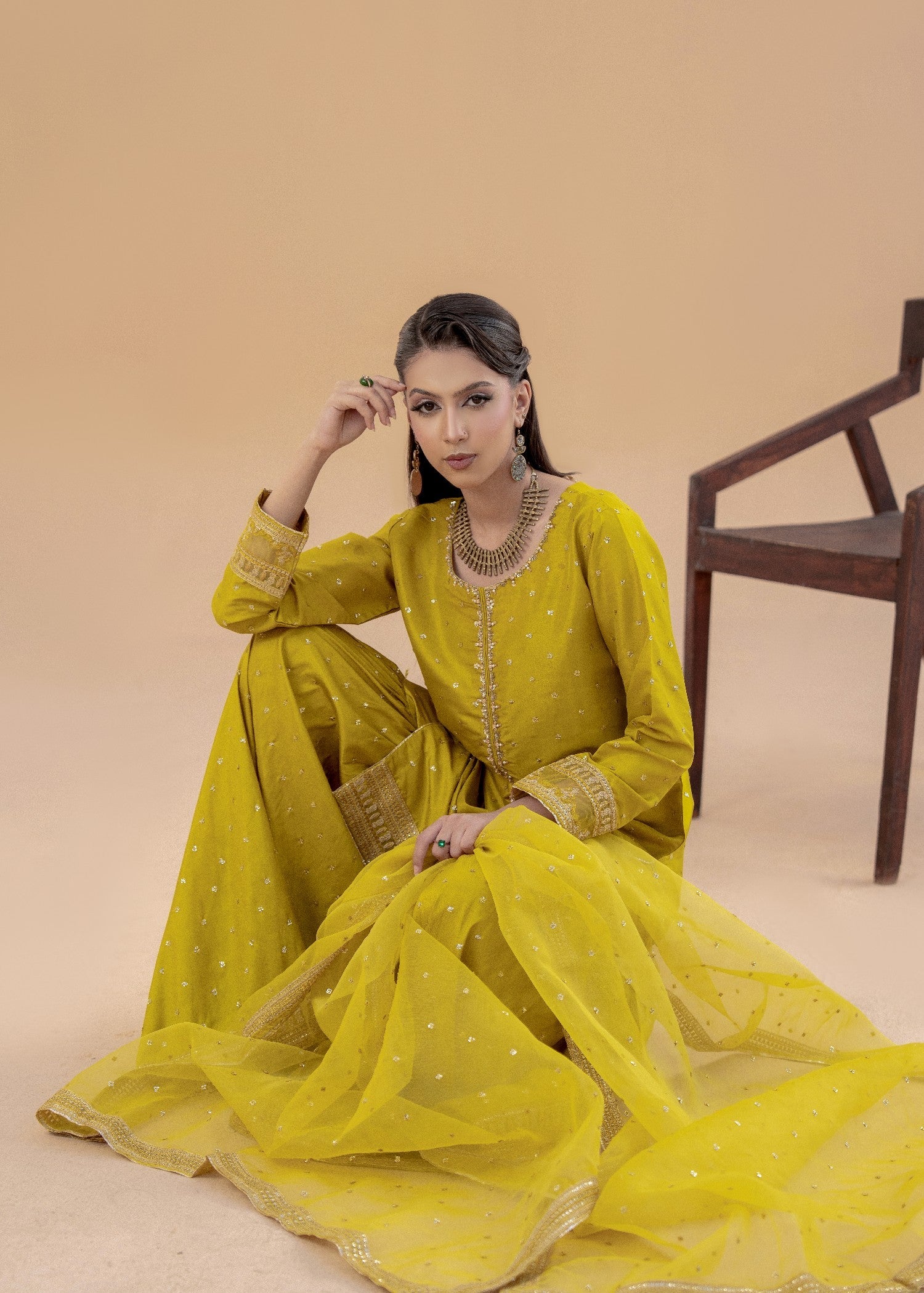 Paaro Yellow | 3pcs Silk Gharara Set