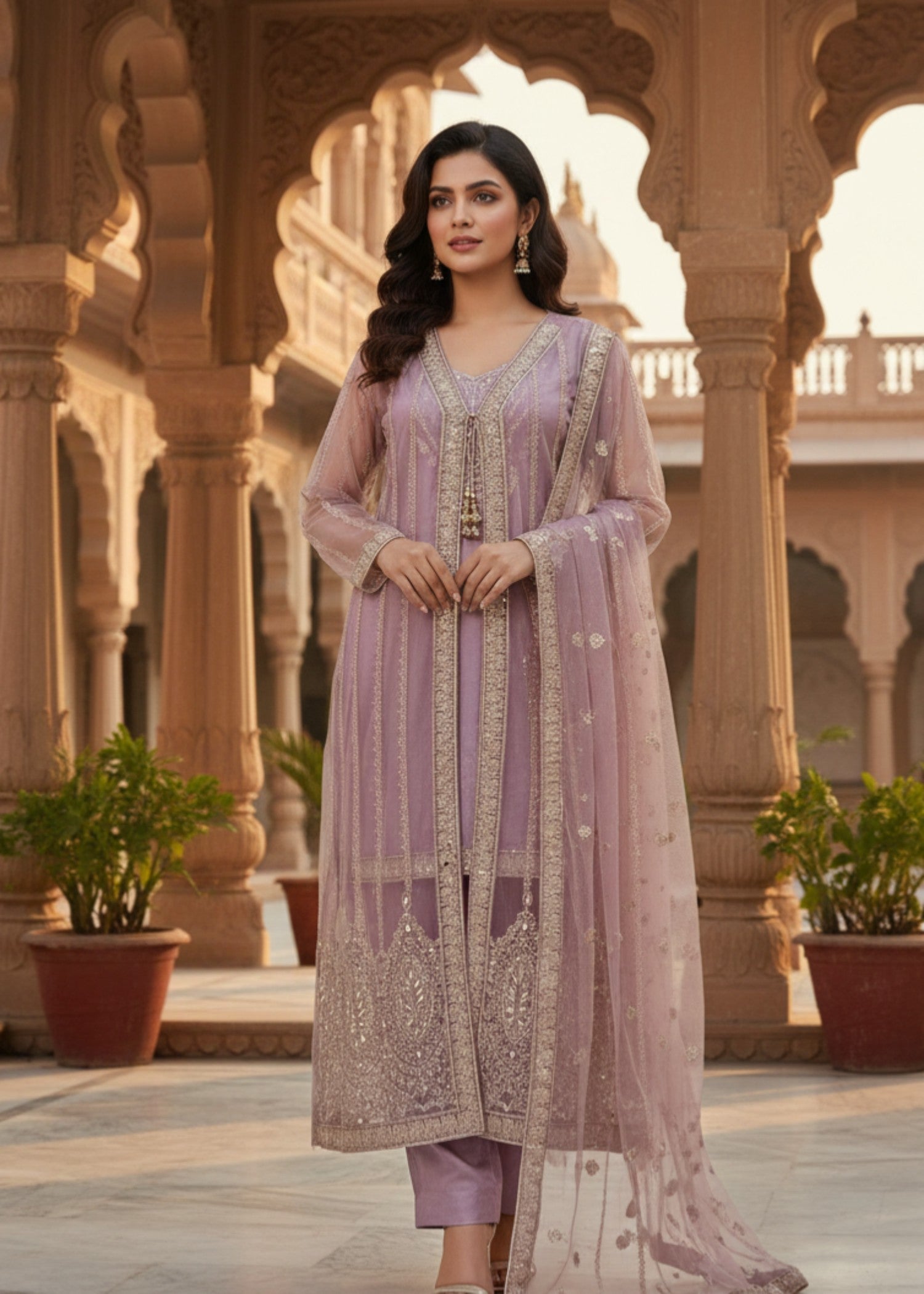 Lilac Elegance | 4pcs Net Maxi