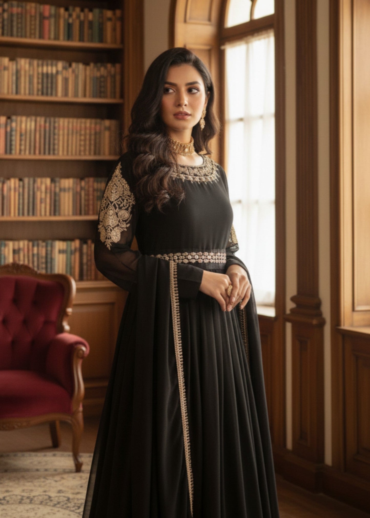 Blissful Black | 3pcs Chiffon Maxi