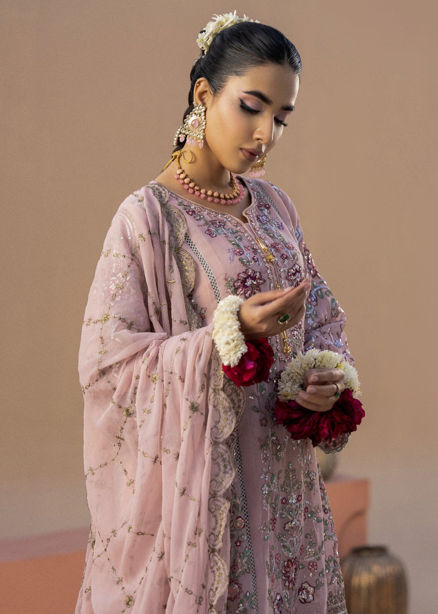 Banno Pink | 3pcs Chiffon Gharara Set