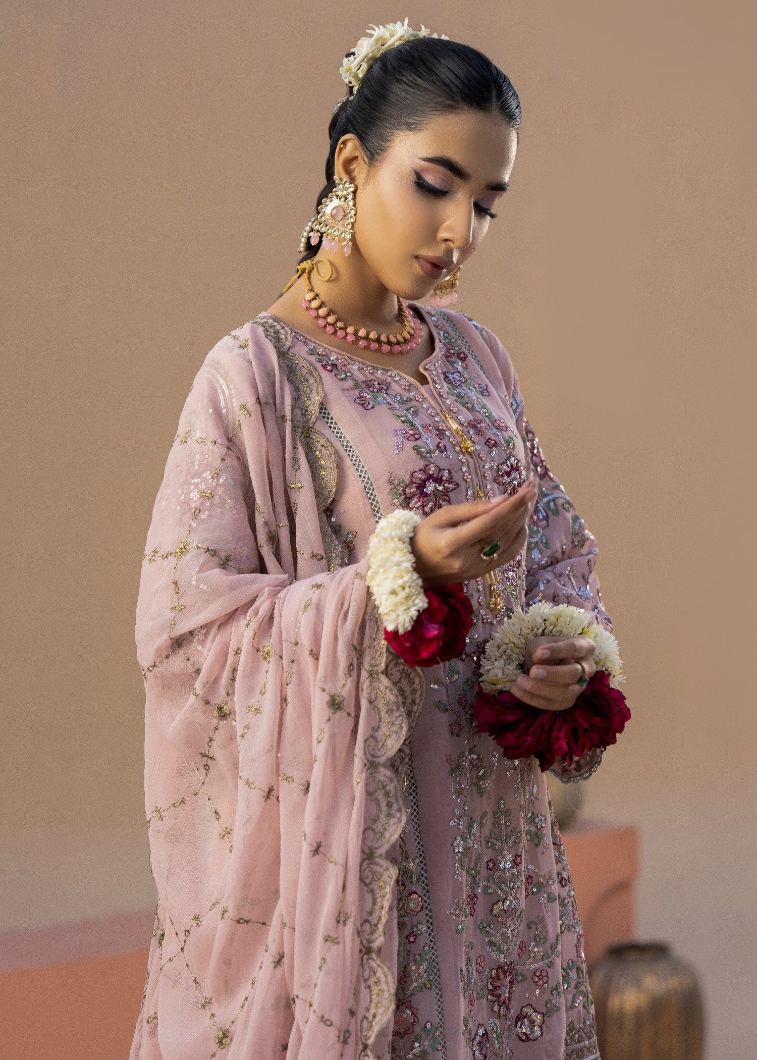 Banno Pink | 3pcs Chiffon Gharara Set