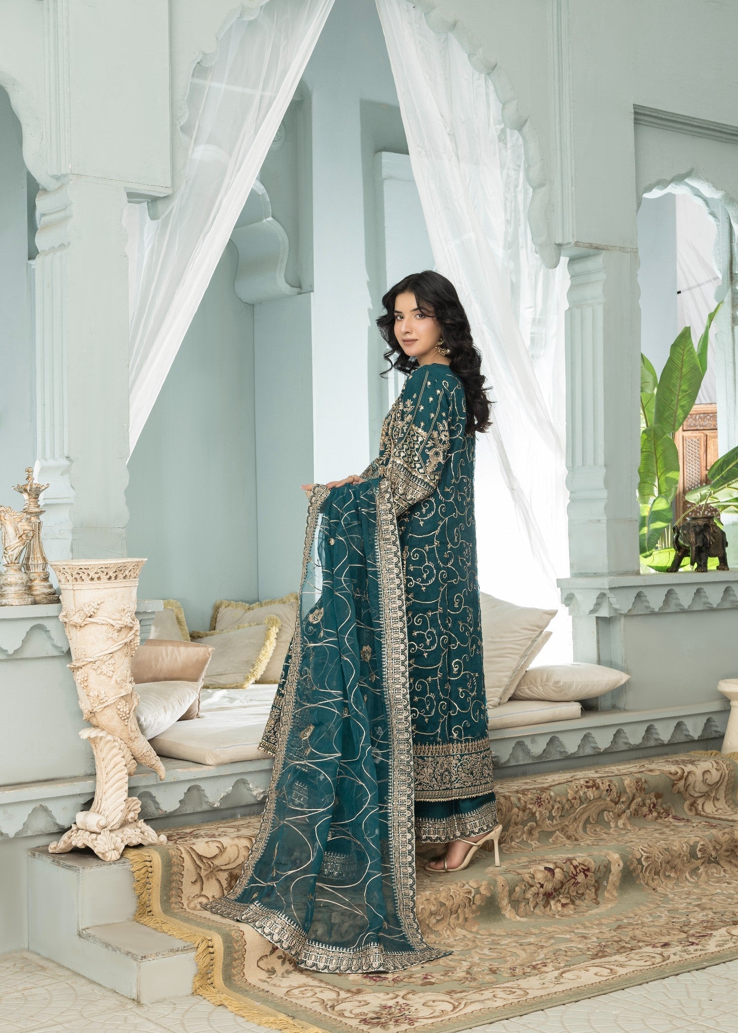 Taara Teal | 3pcs Organza