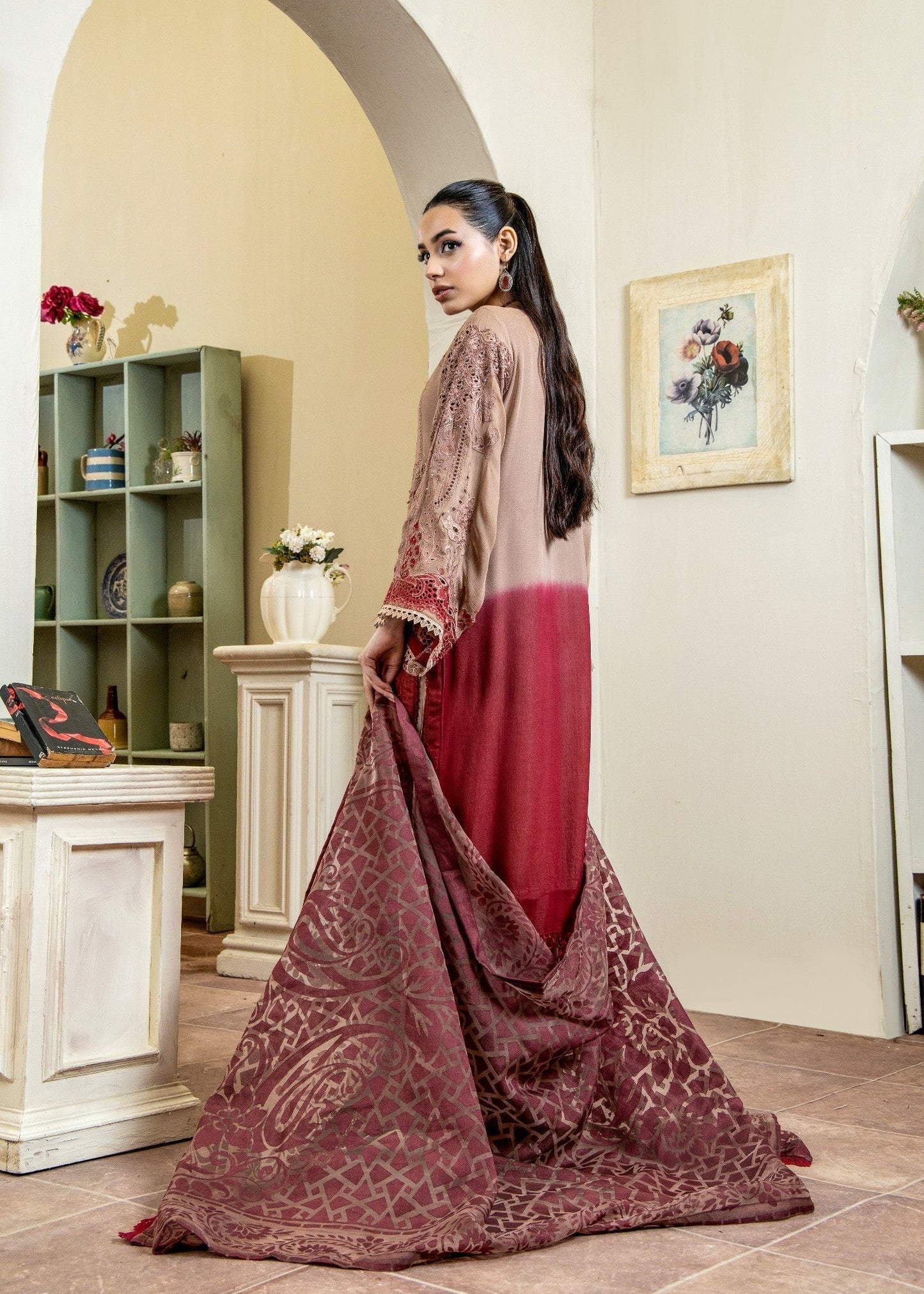 Rustic Brown Pret | 3pcs Chiffon Kurta Set