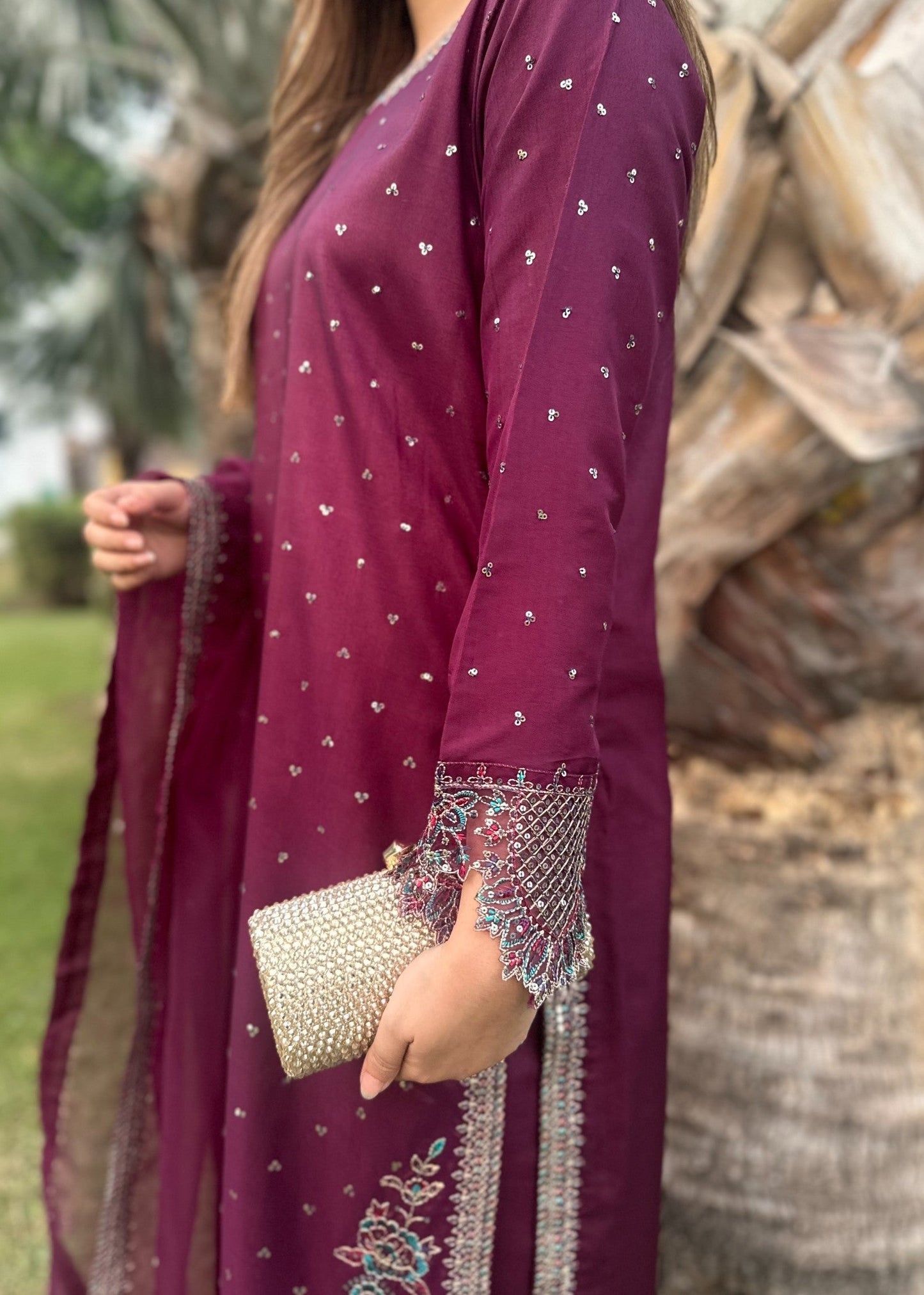 Plum Pret | 3pcs Silk Kurta Set