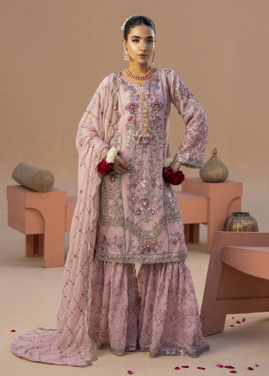 Banno Pink | 3pcs Chiffon Gharara Set