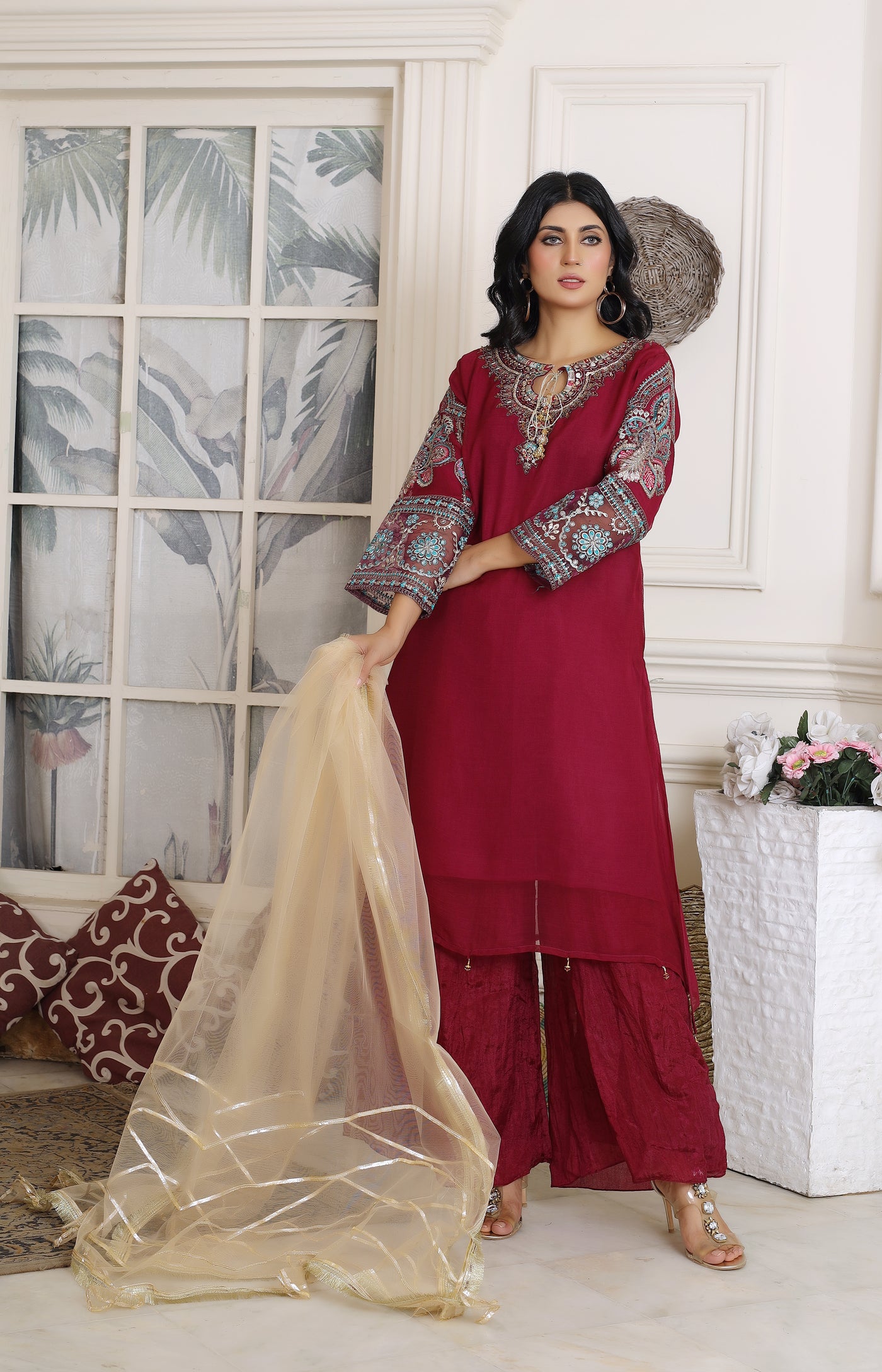 Ruby Reverie - 3 piece Chiffon