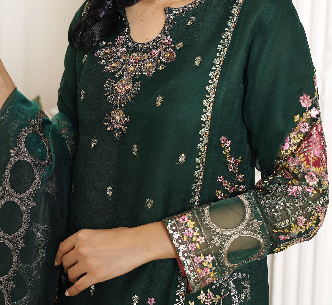 Graceful Green - 3 piece Chiffon