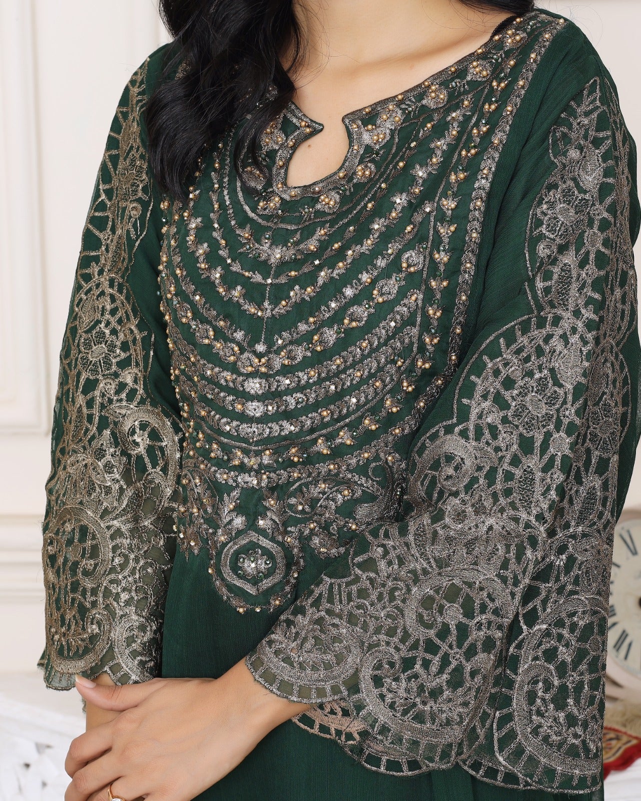 Grandeur in Green - 3 piece Chiffon