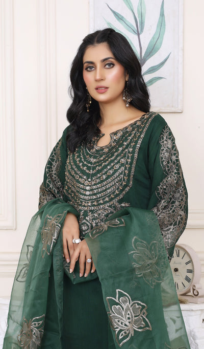 Grandeur in Green - 3 piece Chiffon