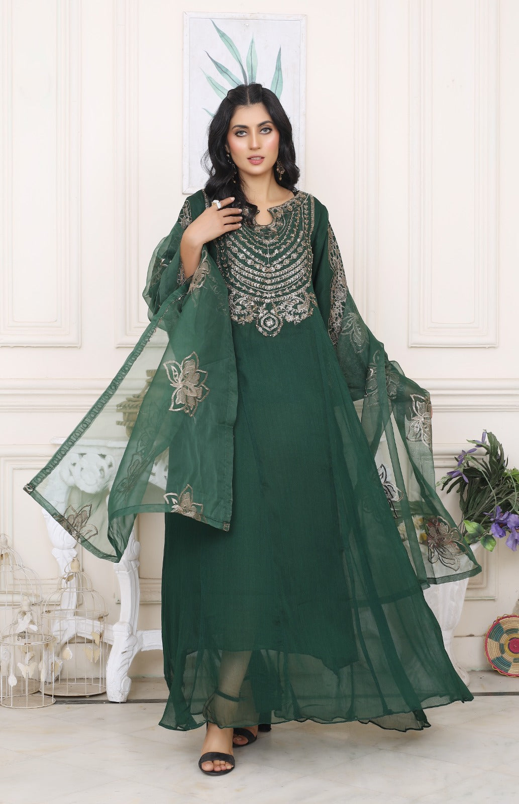 Grandeur in Green - 3 piece Chiffon