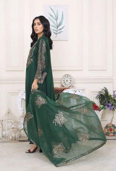 Grandeur in Green - 3 piece Chiffon