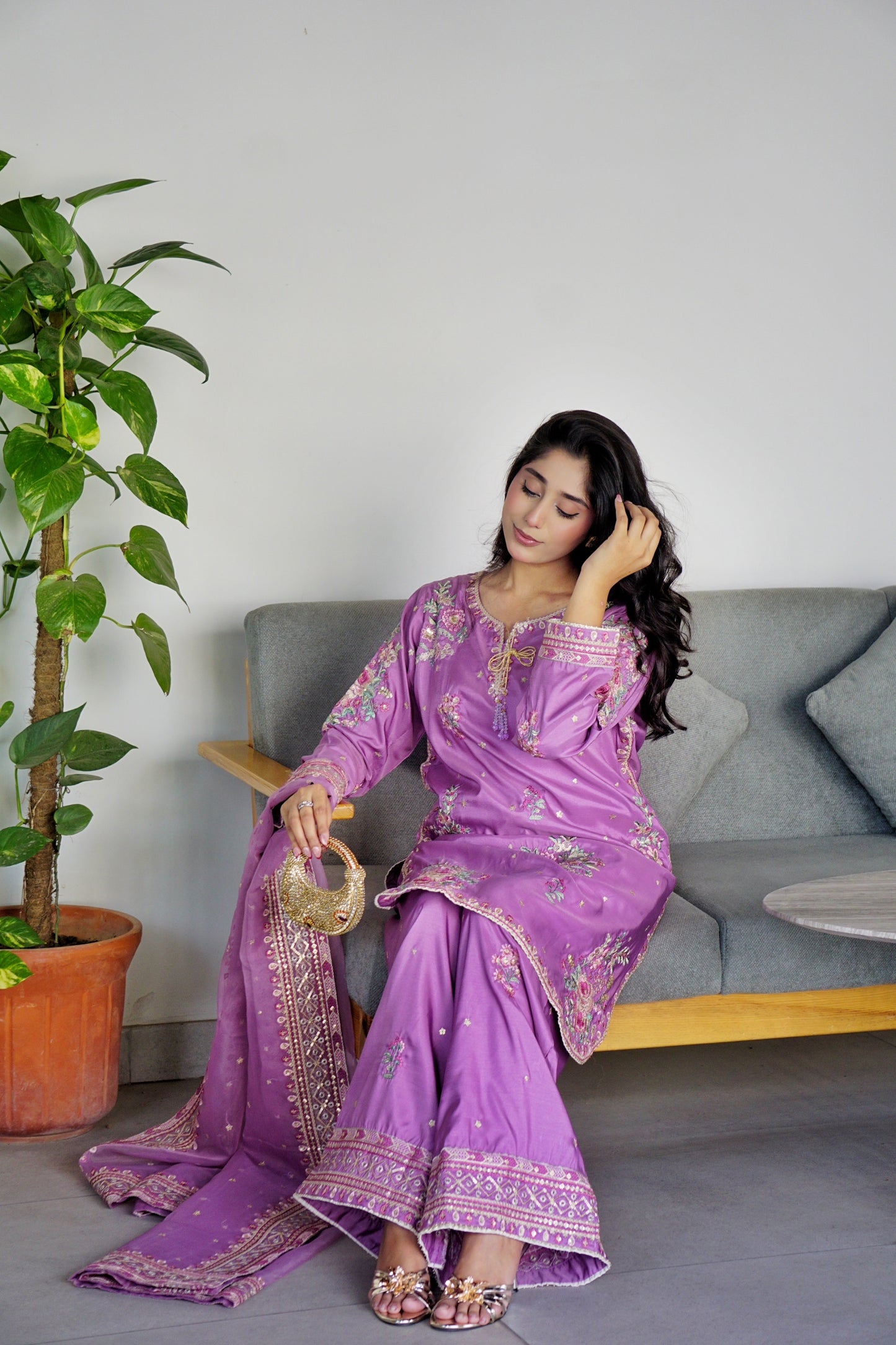 Lilac Gul - 3pcs Silk Kurta Set