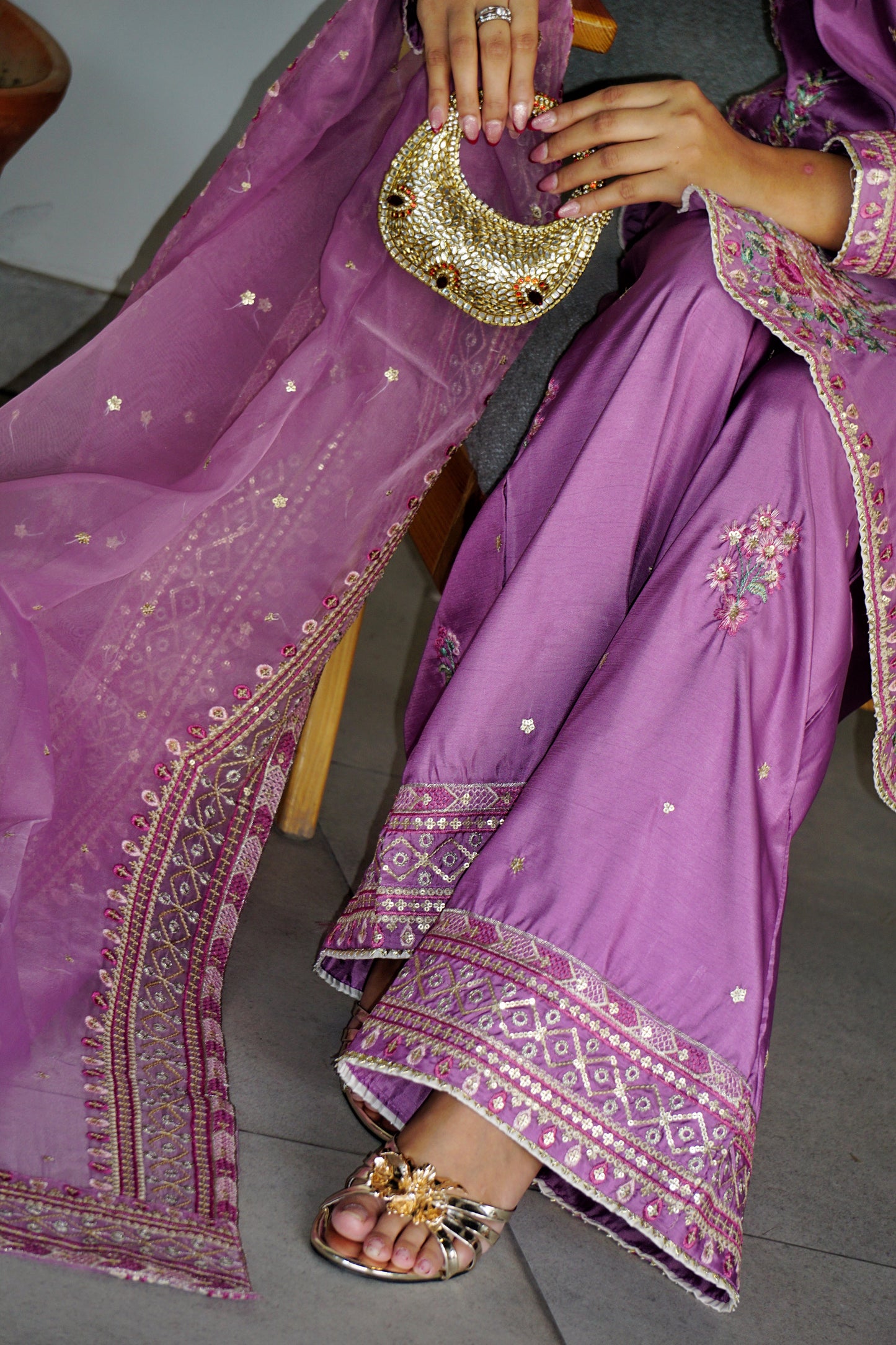 Lilac Gul - 3pcs Silk Kurta Set